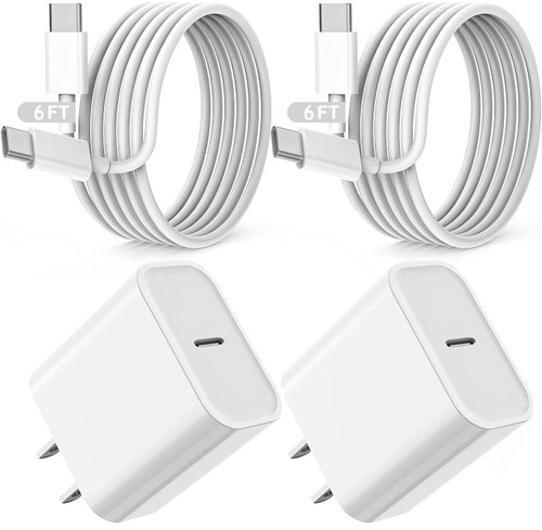 iPad Charger Fast Charging, [Apple MFi Certified] 2Pack Wall Charger Plug and USB C to C Cable Cord 6ft for 2022/2021/2020/2018 iPad Pro 12.9, iPad Pro 11 inch,iPad Air 5th/4th,iPad Mini 6,iPad 10