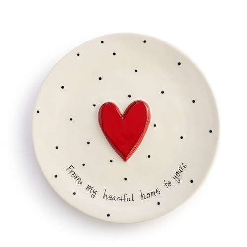 Demdaco Heartful Home Red and White 10 inch Ceramic Stoneware Giving Plate