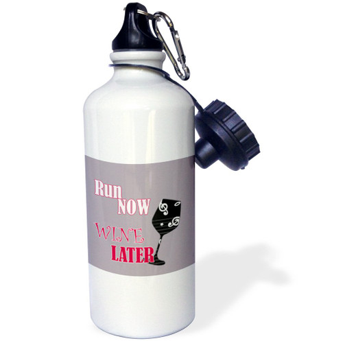 3dRose Run Now Wine Later Gym Workout Popular Saying Sports Water Bottle, 21Oz, Multicolored