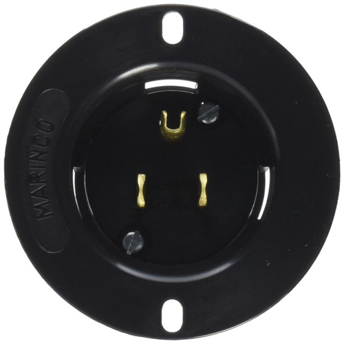 Marinco Power Products 5278BL.OEM Flanged Inlet Straight Blade Master/50, 15 Amp, 125V, Black