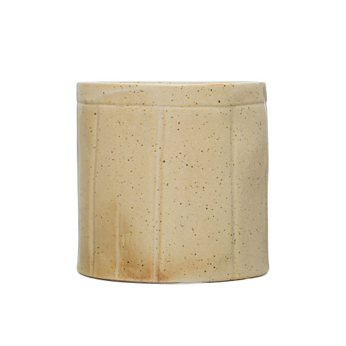 Creative Co-Op Decorative Stoneware Line Detail, Tan Crock