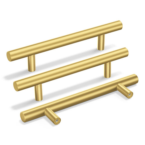 goldenwarm Pack of 18 Gold Kitchen Cabinet Hardware Cabinet Pull Handles Drawer Pulls 4in Dresser Handles - LS201GD102 Modern Bathroom Hardware Cupboard Door Pulls, 102mm Hole Centers