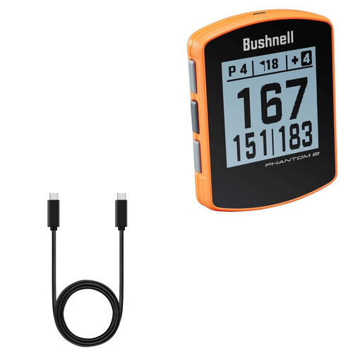 BoxWave Cable Compatible with Bushnell Golf Phantom 2 (2.2 in) - DirectSync PD Cable (3ft) - USB-C to USB-C (100W), Type C Braided 3ft Charge and Sync Cable - Jet Black