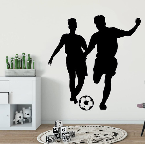 BOEERLCNL Football Player Football Wall Decal Vinyl Wall Sticker Student Sports Mural Home Removable Sticker,Black,42X43CM