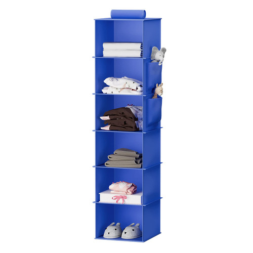 YOUDENOVA Hanging Closet Organizer, 6-Shelf Closet Hanging Storage Shelves, Blue