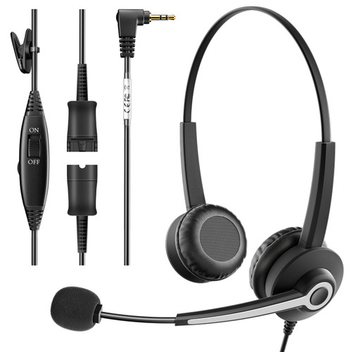 Wantek Wired Phone Headset with Microphone Noise Cancelling, RJ9 Telephone Headsets Compatible with Cisco IP Phones 6841 6951 7821 7841 7861 7940 7942 7945 7960 7962 7965 7975 8811 8961(H-682-25QD)