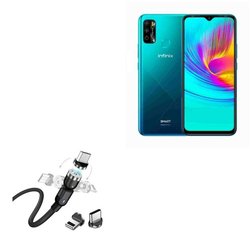 BoxWave Cable Compatible with Infinix Smart 5 - MagnetoSnap AllCharge Cable, Magnet Charging Cable USB Type-C Micro USB for Infinix Smart 5 - Jet Black