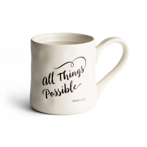 DaySpring All Things Possible Hand-Thrown Inspirational Ceramic Coffee Mug, 12, White