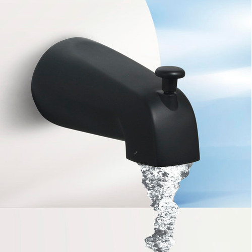 COXOVAY Slip Fit Tub Spout with Pull-Up Diverter for 1/2" Copper Tube Replacement Tub Spout, Matte Black, COTSB7