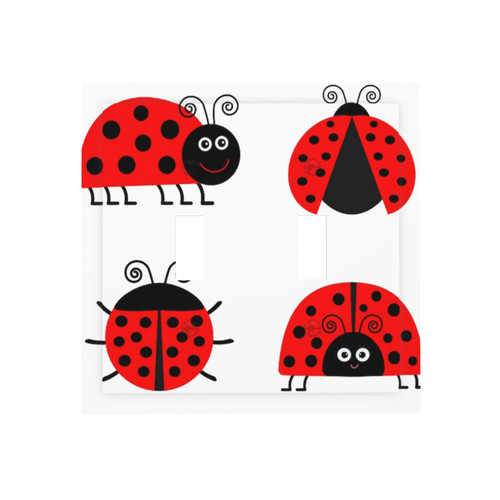 Wall Plate Ladybug (2) 2-Gang Light Switch Plate Duplex Toggle Switch Covers For Bedroom Kitchen Home Decor