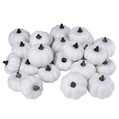 24 Pcs Harvest White Mini Artificial Baby Boo Pumpkins Rustic Decorative Pumpkins Foam Pumpkins for Fall Autumn Halloween Thanksgiving Table Centerpiece Wreath Decor Bowl Fillers DIY Projects