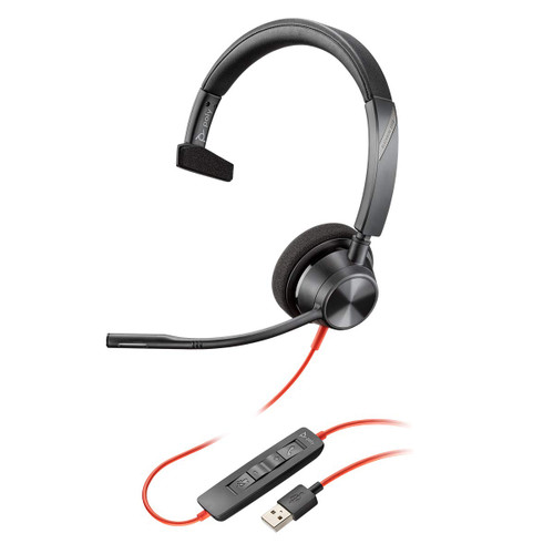 Poly (Plantronics + Polycom) Plantronics - Blackwire 3310 USB-A - Wired, Single Ear (Mono) Headset with Boom Mic - USB-A to Connect to Your PC and/or Mac - Works with Teams, Zoom & More,Black,BW3310