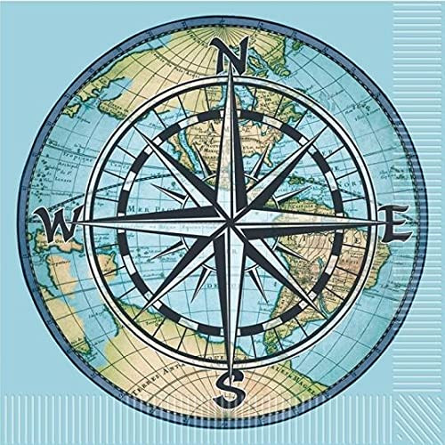 Bon Voyage Design Blue Luncheon Napkins