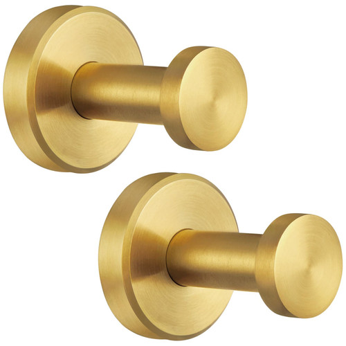 Angle Simple Towel Hook Brushed Gold 2 PCS, SUS304 Stainless Steel Hand Towel Holder, Bathroom Towel Hanger, Robe Hook for Wall