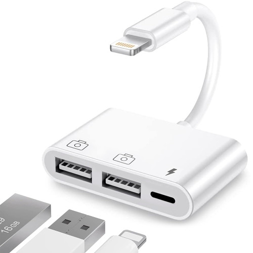 HiDectee Lightning to SD/Micro Card Reader for iPhone/iPad, 3 in 1 Memory Card Reader Adapter with Charging Port, Trail Game Camera SD/TF Card Reader Viewer, No App Required Plug and Play