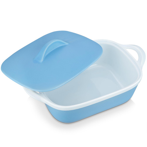 3 Quart Casserole Dish for Oven, LOVECASA Ceramic Baking Dish, 13x8.3" Rectangular Lasagna Pan Deep with Lid and Handles, Oven to Table Baking Pan for Casserole, Lasagna, Party and Daily Use, Blue