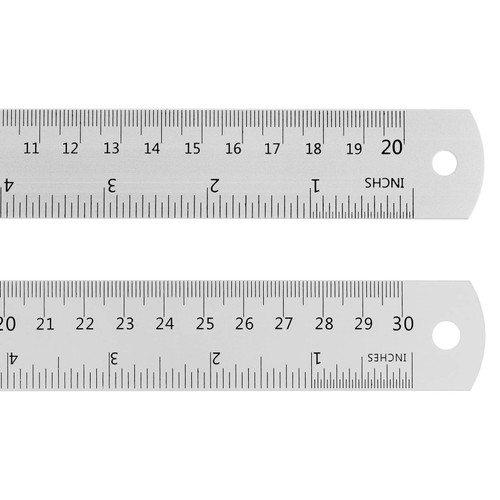 HARFINGTON 2pcs Stainless Steel Ruler 8 Inch 20cm & 12 Inch 30cm Metric English Ruler with Conversion Table Metal Ruler Straight Edge Millimeter Ruler Measurements Tools for Measuring Drawing