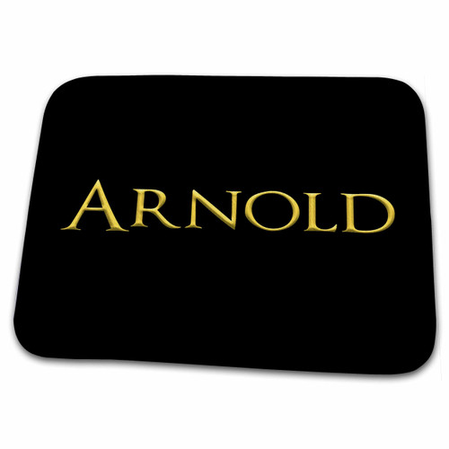 3dRose Arnold common boy name in the USA. Yellow on black talisman - Dish Drying Mats (ddm-338998-1)