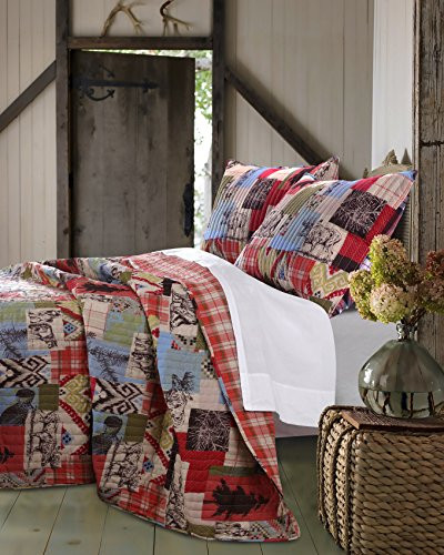 Greenland Home GL-1509GMSQ 3 Piece Rustic Lodge Quilt Set, Full/Queen