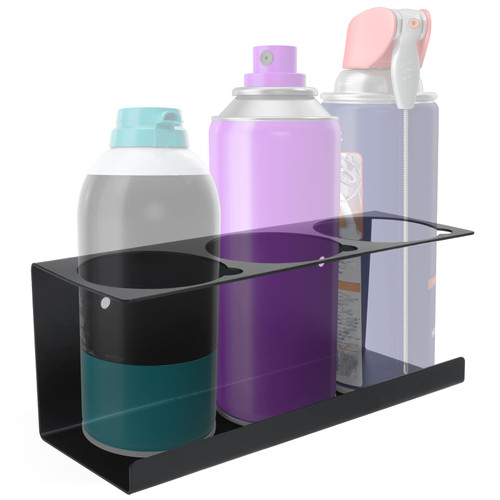 RealPlus Aerosol Spray Can Holder Rack Organizer, 3 Can Spray Bottle Holder Wall Mounted Heavy-Duty Steel Storage Rack for Garage and Workspace