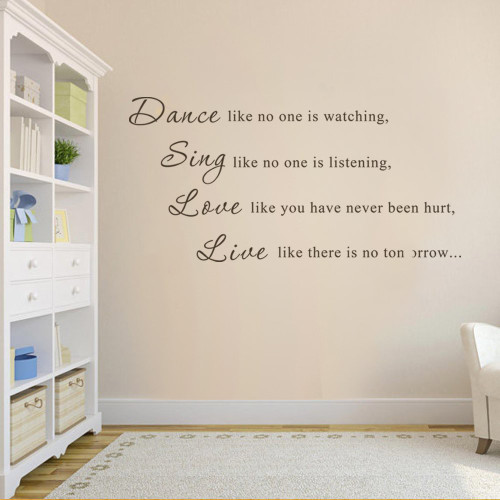 Inspirational Wall Stickers - Dance Like No One is Watching - Motivational Wall Letterings Vinyl Wall Decal Quotes for Kids Teens(16x34" Black)