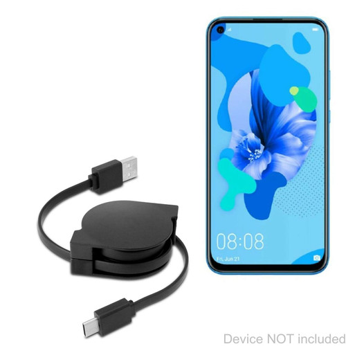 BoxWave Cable Compatible with Huawei nova 5 - miniSync - USB-A to USB Type-C, Retractable Cable - USB-A to USB Type-C for Huawei nova 5