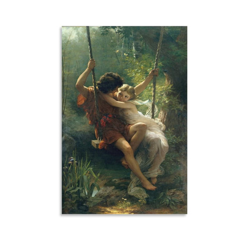 Rucatto Forest Swing Couple Painting Poster Wall Art Paintings Canvas Wall Decor Home Decor Living Room Decor Aesthetic 08x12inch(20x30cm) Unframe-Style