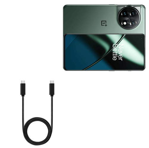 BoxWave Cable Compatible with OnePlus 11R - DirectSync PD Cable (3ft) - USB-C to USB-C (100W), Type C Braided 3ft Charge and Sync Cable for OnePlus 11R - Jet Black
