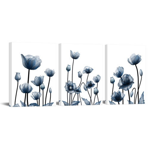 sechars 3 Piece Canvas Wall Art Navy Flower Painting Art Prints Abatract Transparent Poppy Flower Pictures Elegant Floral Simple Life Artwork Modern Bedroom Bathroom Wall Decor 12x16 Inches sechars 3 Piece Canvas Wall Art Navy Flower Painting Art Prints Abatract Transparent Poppy Flower Pictures Elegant Floral Simple Life Artwork Modern Bedroom Bathroom Wall Decor 12x16 Inches