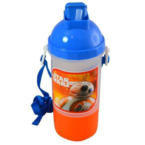 Star Wars Water Bottle - Star Wars Rock N Sip N Snack Canteen Water Bottle with Removable and Adjustable Lanyard - (Orange and Blue - BB-8)
