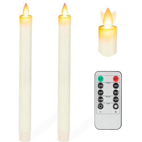 Flameless Taper Candles with Moving Wick, 9.6" Real Wax LED Candles with Remote and Timer, 2 Pack Flickering Candlesticks Battery Operated Electric Candles for Home, Wedding, Party, Decor, Ivory Flameless Taper Candles with Moving Wick, 9.6" Real Wax LED Candles with Remote and Timer, 2 Pack Flickering Candlesticks Battery Operated Electric Candles for Home, Wedding, Party, Decor, Ivory