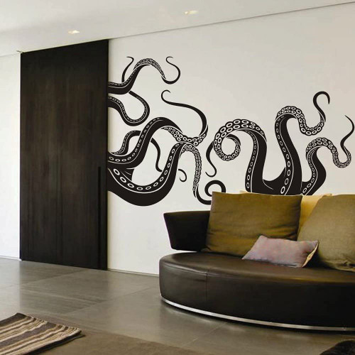 Octopus Tentacles Vinyl Wall Decal Sea Monster Sticker Kraken Decal Squid Wall Graphic Home Art Decoration Slate Gray