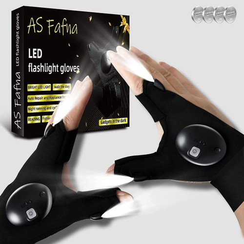 AS Fafna LED Flashlight Gloves Gifts for Men, for Dad, Cool Tools for Outdoor Fishing Gloves with Lights, Fingerless Flashlight Gloves for Camping Fishing Hunting Car Repairing AS Fafna LED Flashlight Gloves Gifts for Men, for Dad, Cool Tools for Outdoor Fishing Gloves with Lights, Fingerless Flashlight Gloves for Camping Fishing Hunting Car Repairing