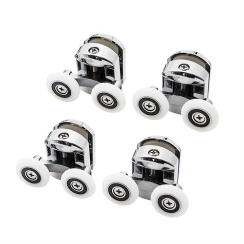 23mm/25mm/27mm Shower Door Rollers Zinc Alloy Double-Wheel Sliding Shower Door Roller Bearing Wheel Runners Replacement (Color : 4pcs Upper, Size : 27mm)