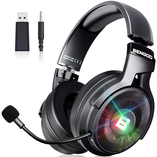 BENGOO 2.4G Wireless Gaming Headset Headphones with Microphone for PS4 PS5 PC, 3.5mm Wired Mode for Switch Xbox Controller, Noise Cancelling Over Ear with 7.1 Surround Sound, Up to 17 Hrs BENGOO 2.4G Wireless Gaming Headset Headphones with Microphone for PS4 PS5 PC, 3.5mm Wired Mode for Switch Xbox Controller, Noise Cancelling Over Ear with 7.1 Surround Sound, Up to 17 Hrs