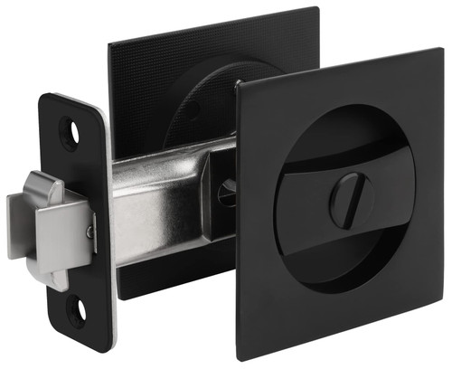 goldenwarm Pocket Door Lock, Matte Black Contemporary Privacy Square Pocket Door Hardware, Black Sliding Pocket Door Lock(1 Pack)