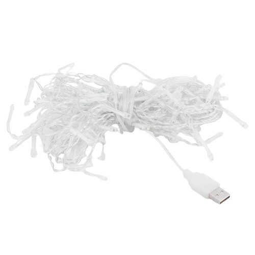 plplaaoo LED Outdoor String Lights, String Light, String Lights for Outside, 96LED String Lights USB Powered Curtain Light Festival Party Decoration Warm White