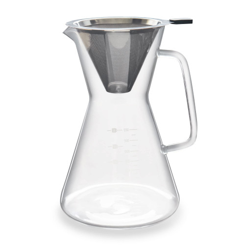 The London Sip Glass Pour Over Coffee Carafe Coffee Maker with Reusable Stainless Steel Filter, Ergonomic Handle, and Easy-Pour Spout, 8-Cup (1200 mL)