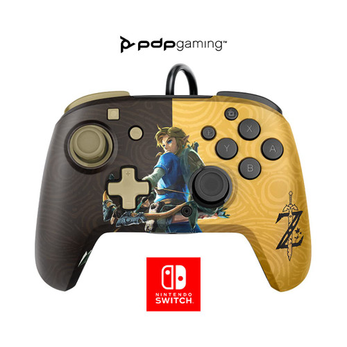 PDP REMATCH Enhanced Wired Nintendo Switch Pro Controller, Switch Lite/OLED Compatible (Zelda Breath of the Wild Gold/Black)