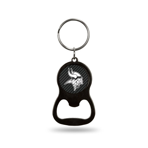 Rico Industries NFL Football Minnesota Vikings Carbon Fiber Metal Keychain - Beverage Bottle Opener With Key Ring - Pocket Size