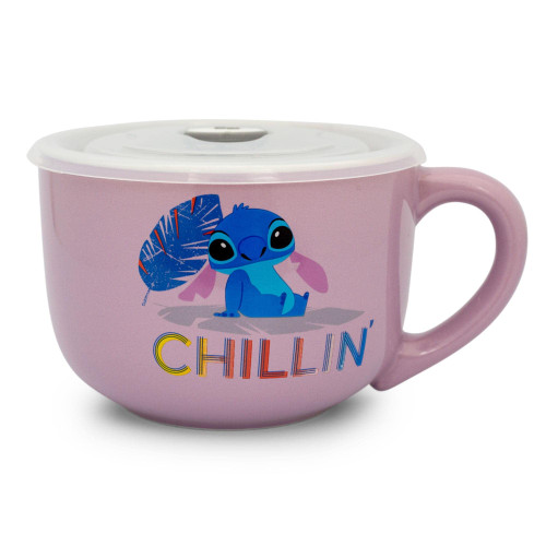 Disney Lilo & Stitch "Chillin" 24-Ounce Ceramic Soup Mug With Vented Lid | Bowl For Ice Cream, Cereal, Oatmeal | Large Coffee Cup For Espresso, Caffeine, Beverage | Cute Home & Kitchen Essentials Disney Lilo & Stitch "Chillin" 24-Ounce Ceramic Soup Mug With Vented Lid | Bowl For Ice Cream, Cereal, Oatmeal | Large Coffee Cup For Espresso, Caffeine, Beverage | Cute Home & Kitchen Essentials