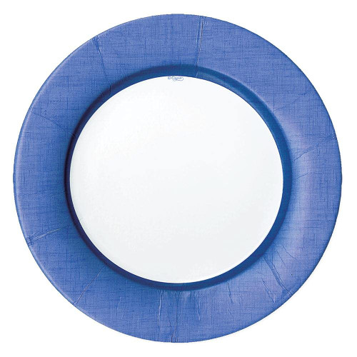 Caspari Linen Border Paper Dinner Plates in Blue II - 16 Count