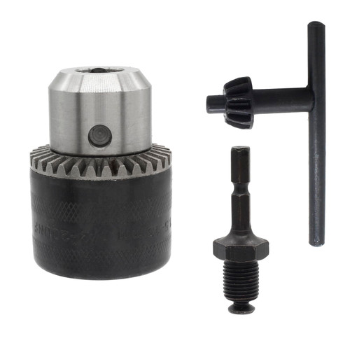 Biaungdo 1/2" Keyless Drill Chuck Adapter 1.5-13mm, 1/4-Inch Hex Shank Drill Chuck Adapter, Capacity Drill Chuck Adapter Converter Quick Connect Impact Driver Conversion Tool 1/2-20UNF Mount