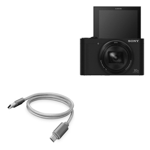 BoxWave Cable Compatible with Sony CyberShot DSC-WX500 - Micro USB DuraCable, Braided Micro USB Charging Cable for Sony CyberShot DSC-WX500 - Space Grey