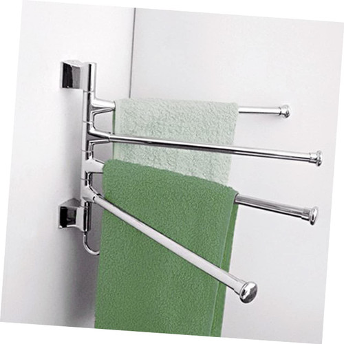 Swivel Towel Rack 4 Wall Mounted Towel Holder Wall Mounted Towel Rack w 4 Swivel Bars Stainless Steel Towel Holder Shelf Towel Rack Rotating Towel Rack