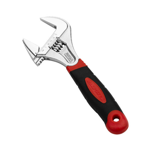 MAXPOWER Softgrip Adjustable Wrench 8 Inch, Shifter Movable Spanner with Ergonomic TPR Handle, Super Large Jaw Capacity, Drop Forged Cr-V Steel, Chrome Finish, Metric/SAE