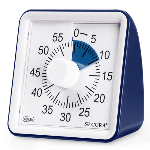 Secura 60-Minute Visual Timer, Classroom Classroom Timer, Countdown Timer for Kids and Adults, Time Management Tool for Teaching (Navy Blue & Navy Blue)