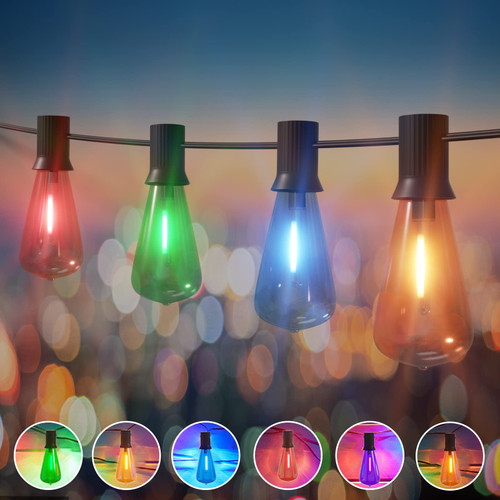 Zuske Christmas Lights Outdoor Colored String Lights, 12FT Multicolor String Lights with 12 LED Bulbs Waterproof Shatterproof Patio Lights for Garden Backyard Yard Gazebo Bistro Holiday Party Easter