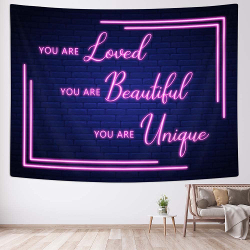 JAWO Quote You Are Pink Tapestry Aesthetic Inspirational Words Blacklight Art Black Blue Tapestry Wall Hanging for Bedroom Teen Girl Women College Dorm Wall Decor 60x40 Inches JAWO Quote You Are Pink Tapestry Aesthetic Inspirational Words Blacklight Art Black Blue Tapestry Wall Hanging for Bedroom Teen Girl Women College Dorm Wall Decor 60x40 Inches