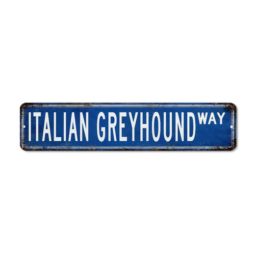 Navy Blue Italian Greyhound Street Signs Metal Retro Vintage Navy Blue Italian Greyhound Road Tin Signs for Rooms Beoom Decor Navy Blue Italian Greyhound Gift,Navy Blue Italian Greyhound Decor,4x18
